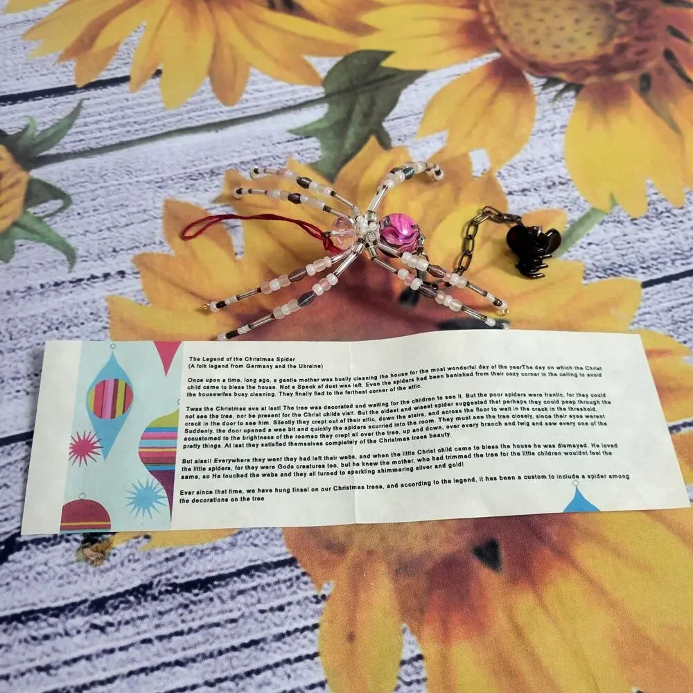 Handmade Beaded Christmas‎ Spider with Legend Details